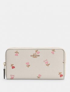 Wallet Coach tipo acordeón con cremallera y estampado floral de corazón