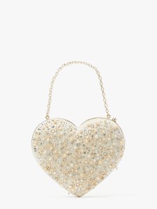 Bridal embellished 3d heart clutch